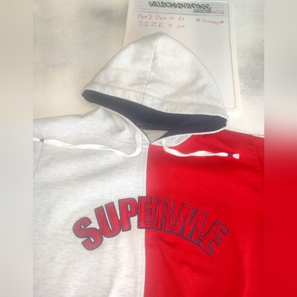 « Supreme » Hoodie white & Red two tone size - Picture 3 of 4